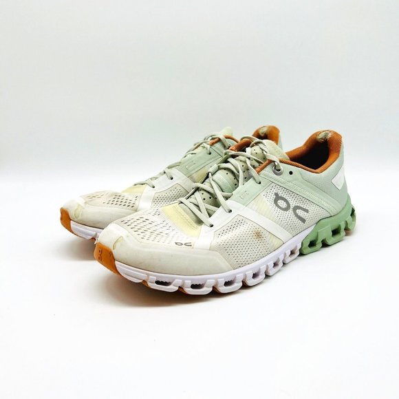 On Running Shoes - On Cloudflow Womens 8 Aloe White Swiss Engineering Running Shoes Sneakers